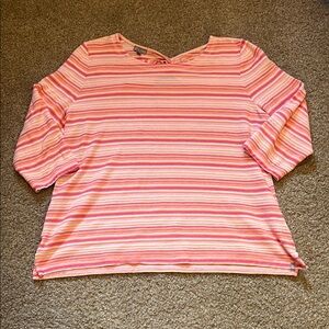 T by Talbots‎ Striped Pink Women's Top XL